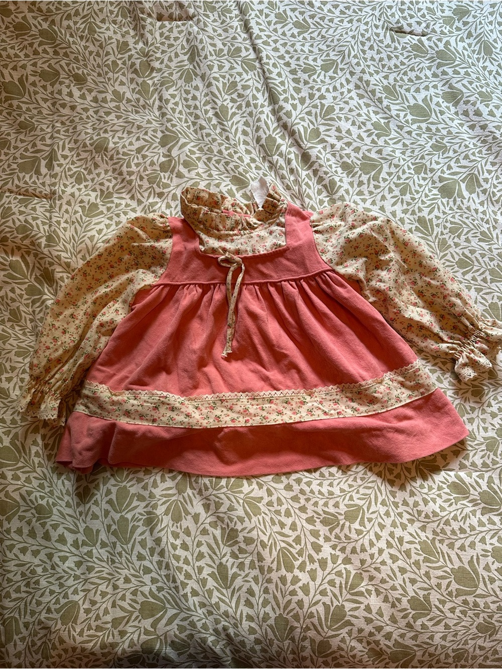Vintage Union Tag Cinderella Baby Girl Dress with Floral Trim